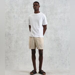 Men's Beige Linen-Blend Shorts - Classic Summer Style